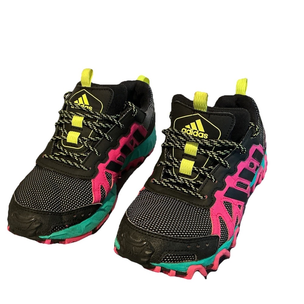VTG Adidas Women's Pink Green Black Sneakers Lace Up Colorful Size‎ 7